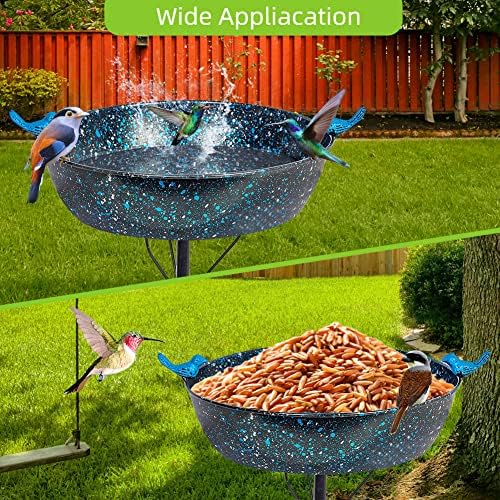 3" Deep Metal Bird Bath for Outside,Garden Freestanding Birdfeeder - Image 2