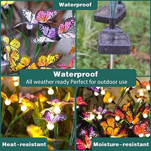 TONULAX Solar Garden Lights - 8 Pack Swaying Butterfly Light, Swaying in The Wind, Solar Outdoor Lights, Yard Patio Pathway Decoration, High Flexibility Iron Wire & Realistic Butterflies - Image 4