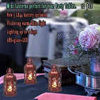 12PCS Mini Lantern with Flicker LED Candle for Halloween Decorations, Small Lanterns Decorative, Vintage Hanging Moroccan Lantern for Wedding Halloween Christmas Decor, Table Centerpiece, Rose Gold - Image 5