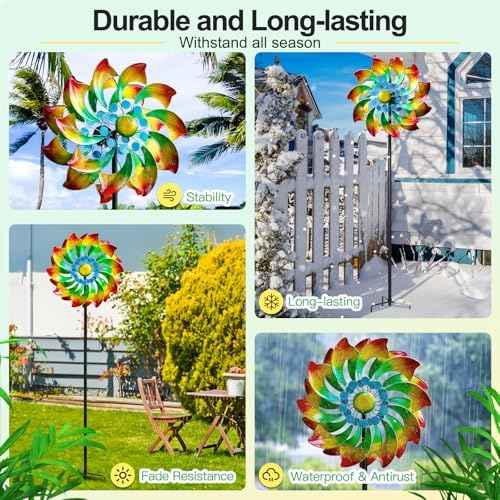 Lariander Wind Spinner - Metal Large Wind Spinners Outdoor - Windmill for Yard and Garden, Gift for Family, Friends, Garden Lovers(74'' x 22'') - Image 5