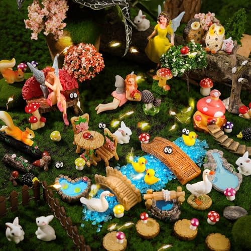 109 Pcs Fairy Garden Accessories Miniature Fairy Figurines Kit by HIYZI