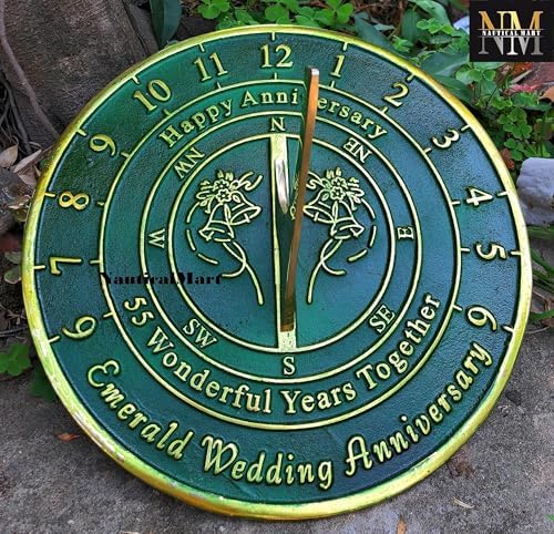 55th Emerald Wedding Anniversary Sundial Gift for Him or Her, Husband or Wife, Parents, Grand Parents, Couples to Celebrate Anniversary Unique Gift Her Parents Or Couples 55 Year Celebration - Image 3