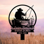 Personalized Memorial Plaques for Outdoors Old Fisherman Grave Marker Metal Garden Stakes Fishing Dad Memorial Gifts Sympathy Gifts for Loss of Loved One (Old Fisherman) - Image 3