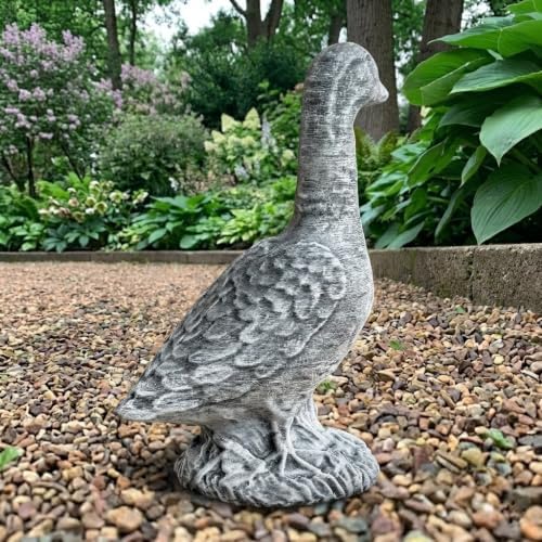 OLOMA Concrete Goose Garden Statue Outdoor Lawn Decor Handmade Realistic Cement Waterflown Bird Sculpture Weather Resistant Yard Ornament Farmhouse Garden Accent Patio Porch Landscaping Decoration - Image 4