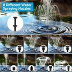 POPOSOAP Solar Fountain Pump with 3600mAh Battery Backup, 8W Solar Powered Bird Bath Fountain with Dry-run Protection & Double-layer Nozzles 5Ft Tubing for Pond, Bird Bath, Backyard Water Feature - Image 5