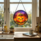 Stained Glass Window Hanging - 11.8" Pumpkin Halloween Suncatcher Glass Panel, Cute Smiling Jack-O'-Lantern Decorative Hanging Ornament for Kitchen or Garden, Ideal Gift for Mother, Wife or Women - Image 4