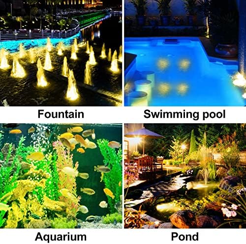 Solar Pond Lights,3000K Warm White LED Underwater Submersible Fountain Light,IP68 Waterproof Landscape Spotlights Lighting for Fish Aquarium Tank Garden Yard Pond Pool Decor(3-in-1) - Image 2