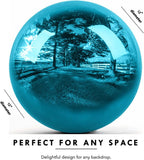 12 Inch Stainless Steel Gazing Globe, Hollow Ball Mirrored Surface Polished Shiny Sphere,Garden Stainless Steel Gazing Ball for Outdoor Lawn Pond Yard Ornament (Light Blue) - Image 2