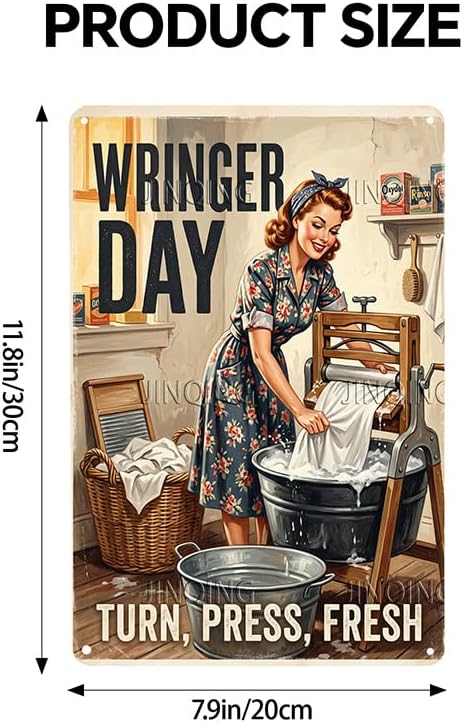 Woman Doing Vintage Laundry Tin Sign 8x12Inch - Image 3