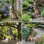 29.72" H x 17.91" L Wolf Sculpture Weather Resin Patio Plant, Grey - Image 5