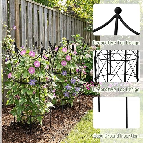 BreezeHug 2 Set Garden Obelisk Trellis Peony Cages and Supports, Crown - Image 4