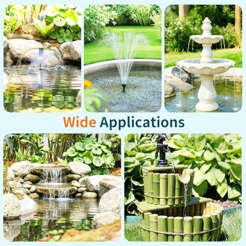 Antfraer 120W Solar Pond Pump, Solar Water Pump with 1600GPH Adjustable Flow & Dry-Run Protection, Solar Water Fountain Pump & Dual Solar Panels for Outdoor Pond Garden Waterfall Water Features - Image 7