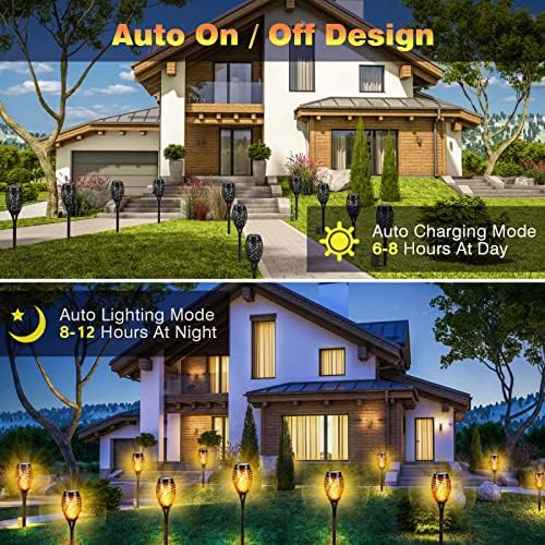 Solar Outdoor Lights IP65 Waterproof, 8Pack 12LED Solar Torch Lights with Flickering Flame for Christmas Decor, Mini Solar Landscape Lights for Yard Driveway Patio Deck - Image 2