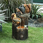 Fountain Tabletop Indoor Tabletop Waterfall Fountain Tabletop Fountain,Outdoor Garden Decor Water Fountain Resin Ornaments with Led Lights Animal Statue for Home Garden Decoratio - Image 3
