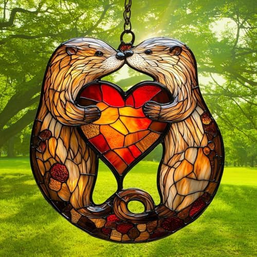 Cute Otter Couple Acrylic Suncatcher - Image 3