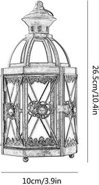 Vintage Iron Candle Lantern for Indoor Outdoor Decor, Decorative Metal Lantern with Glass Panels, Moroccan Style Candle Holder for Tabletop or Hanging, 10x26.5cm(Blue) - Image 7