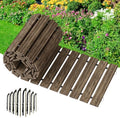 Amazer Wooden Garden Pathway, 12 FT Roll Out Straight Walkway, Widened Plank Non-Slip Outdoor Walkway Path with 8 Stakes, Garden Lawn Pavers for Outside Walkway Backyard Wedding Party Boardwalk, Brown by Amazer