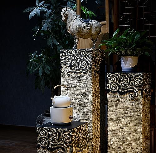 ARCVOX Oriental Architecture Columns & Pedestal, Floor Ornaments Plant Stand, Flower Pot Holder for Garden Backyard, Miniature Pillars Landscape Decor (Size : 35.4in) - Image 6