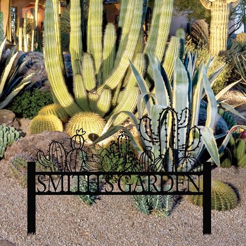 Customized Cactus Metal Garden Sign with Stakes, Garden Decoration Metal Sign, Personalized Gardener Family Name Sign, Cactus Yard Decor, Patio Decorative, Lawn Art, Farmhouse Garden, New Home Gift - Image 2
