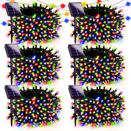 Solar Christmas Light Outdoor String 6 Pack 198 FT 600 LED Multicolored by Halloween