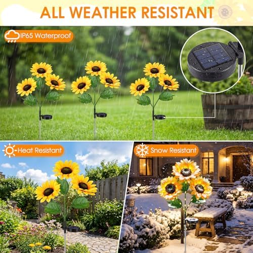 Solar Sunflowers Outdoor Waterproof Flowers Lights Yard Garden Fall Decor - Image 6