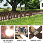 Topeakmart 532.5in Picket Fence for Garden, Wooden Fence Panels,Dark Brown - Image 2