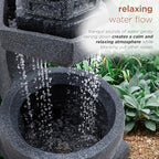 Alpine Corporation DIG370 31" Outdoor Zen Pagoda Water Fountain with LED Lights & Illuminated Stone Bowl – Tranquil Garden Water Feature for Relaxation and Ambiance, Gray - Image 6
