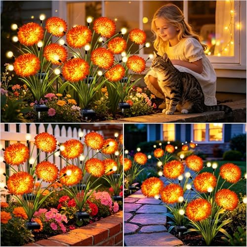 VOOKRY Solar Flowers Outdoor Waterproof, 8 Pack Garden Lights with Swaying Firefly Lights, Flower Light Garden Decor for Yard Patio Pathway Lawn Grave, Gardening Gifts for Women Mother's Day - Image 6