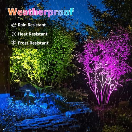 SUNVIE RGBW Landscape Lighting Kit 12V Low Voltage Landscape Lighting with Connectors, Color Changing Low Voltage Pathway Lights Wired with Spotlights Waterproof for Holiday Patio Garden Yard,12 Pack - Image 5