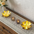 JHY DESIGN Set of 2 Gold Lotus Table Lamp Battery Powered 6''Tall Cordless Lamp Light Battery Operated Great for Living Room Bedroom Weddings Parties Patio Events Indoors Outdoors - Image 2