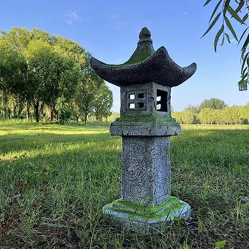 Solar Pagoda Lantern Statue Moss Covered 31.5”H LED Japanese Zen Decor - Image 3