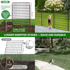 10 Panels Garden Fencing Animal Barrier, 33 in(H) X 24 ft(L) Dog Fence Outdoor for Yard Rustproof No Dig Decorative Tall Garden Fence Metal Wire Panel Border Patio Rabbit Temporary Ground Stakes - Image 3