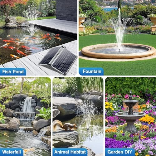 POPOSOAP 55W Solar Fountain Pump, 480GPH Solar Pond Pump with Dry-Run Protection, Solar Powered Water Pump with 17Ft Cord & 10Ft Extension Cable, PVC Tubing for Ponds, Garden, Waterfall, Hydroponics - Image 6