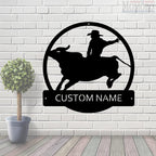 Bull Rider Custom Name Sign Metal Wall Art Personalized Last Name Plaque Outdoor Metal Wall Art Personalized Gift for Wedding/Housewarming - Image 2