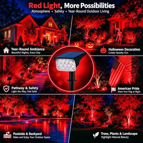 T-SUNUS Red Solar Lights for Outside 4 Pack IP65 Waterproof Dusk-to-Dawn - Image 6