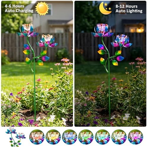 Solar Wind Spinner Outdoor 2-in-1 Garden Decor with LED Lights - Image 2