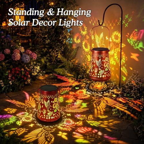 BUCASA 2 Pack Hummingbird Solar Lanterns Outdoor Solar Lights - Image 6