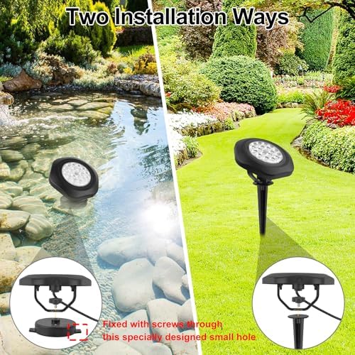 Solar Pond Lights, 18 LED Super Bright Underwater Spotlights LED Submersible Pond Light IP68 Waterproof Fountain Lights for Fish Aquarium Tank Garden Yard Pool Decor Cold White (3-in-1) - Image 7