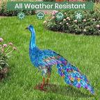 Peacock Yard Art Garden Decor Metal Peacock Outdoor Statue & Sculpture for Patio Lawn Backyard Decorations Vibrant Multicolor, Blue - Image 3