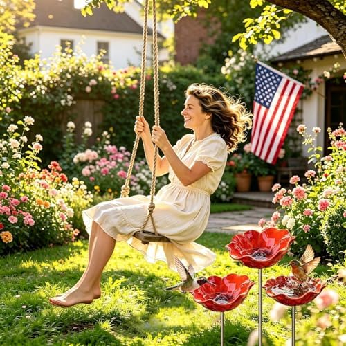 3 PCS Metal Bird Bath with Flower Garden Stakes for Outdoor Yard Patio - Image 4