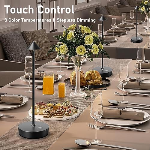 Set of 2 Cordless Rechargeable Led Table Lamp Battery Operated Light Black - Image 4