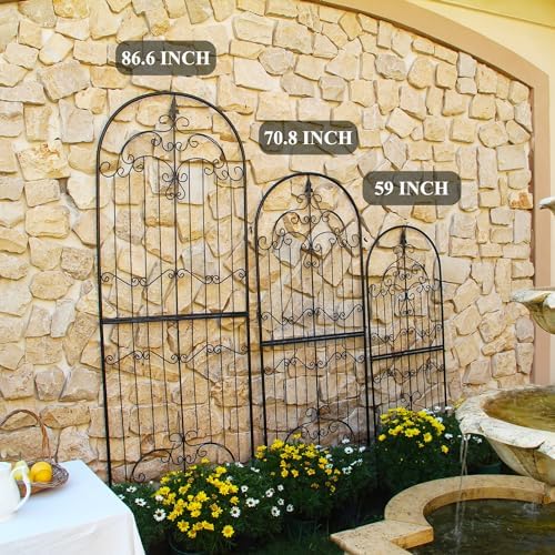 Garden Trellis for Climbing Plants 59" H x 21.6" W Metal Unique Design Decorative Garden Structure Weather-Resistant Trellises Outdoor Decor Flowers Roses Vine Ivy Clematis - Image 6