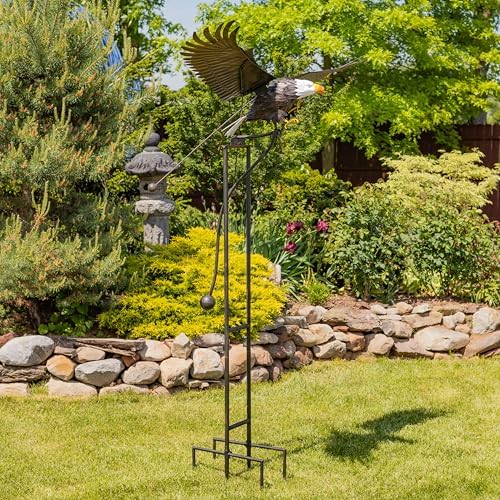 Large Rocking Animals with Flapping Wings Garden Stakes (Multicolor, XL Bald Eagle) - Image 3