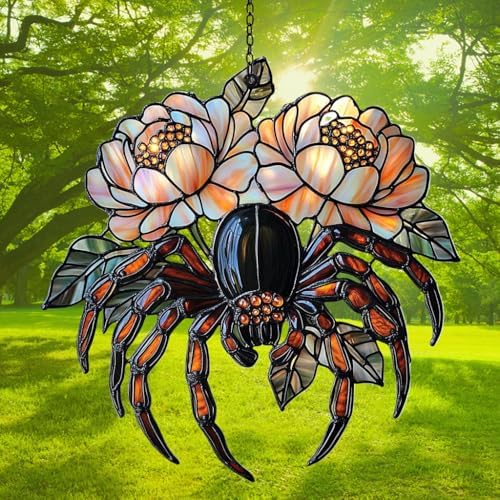 Spider and Peony Acrylic Suncatcher - Image 3