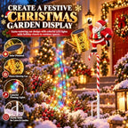 Christmas Solar Garden Stake Light Santa Watering Can LED Yard Decor,2 - Image 4