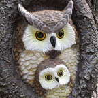 Resin Owl Mom and Baby Tree Hugger, Realistic Tree Trunk Decor Outdoor, Whimsical Cute Bird Garden Art Statue, Handmade Weather-Resistant Yard Animal Sculpture - Image 3