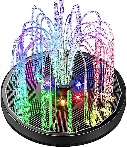 Yzert Solar Fountain Glass Panel with 2200 mah Battery, 3.5W Floating Solar Water Fountain with 4 Fixed Rods, Solar Pump for Bird Bath, Garden, Pond, Pool, Outdoor (Black Panel Colorful Lights) by Yzert