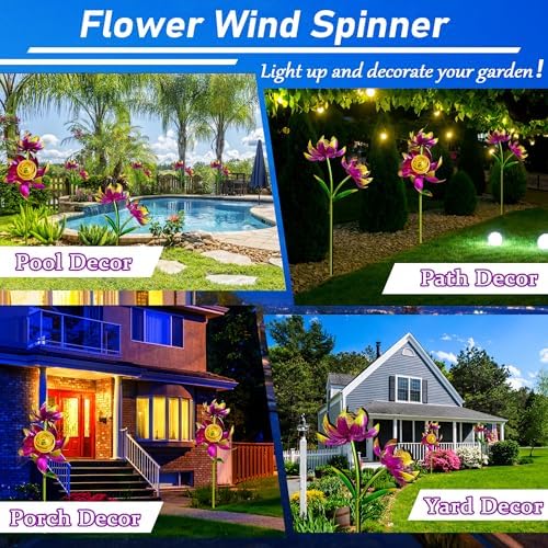 63 in Wind Spinners Outdoor with Stake Metal Wind Sculpture Yard Art - Image 4