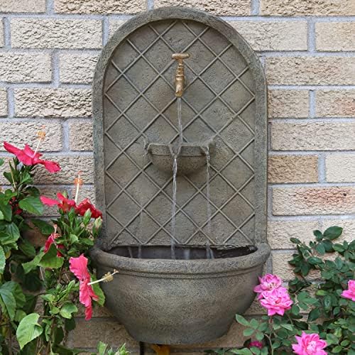 Sunnydaze Messina 26 in. Outdoor Wall Water Fountain with Pump - Florentine - Image 4