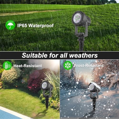 Green Solar Spot Lights Outdoor, 2 Pack Solar Landscape Spotlights IP65 Waterproof 9.8ft Cable, Auto On/Off Outdoor Wall Lights for Garden Yard Driveway Porch Walkway Pool (1-in-1) - Image 7
